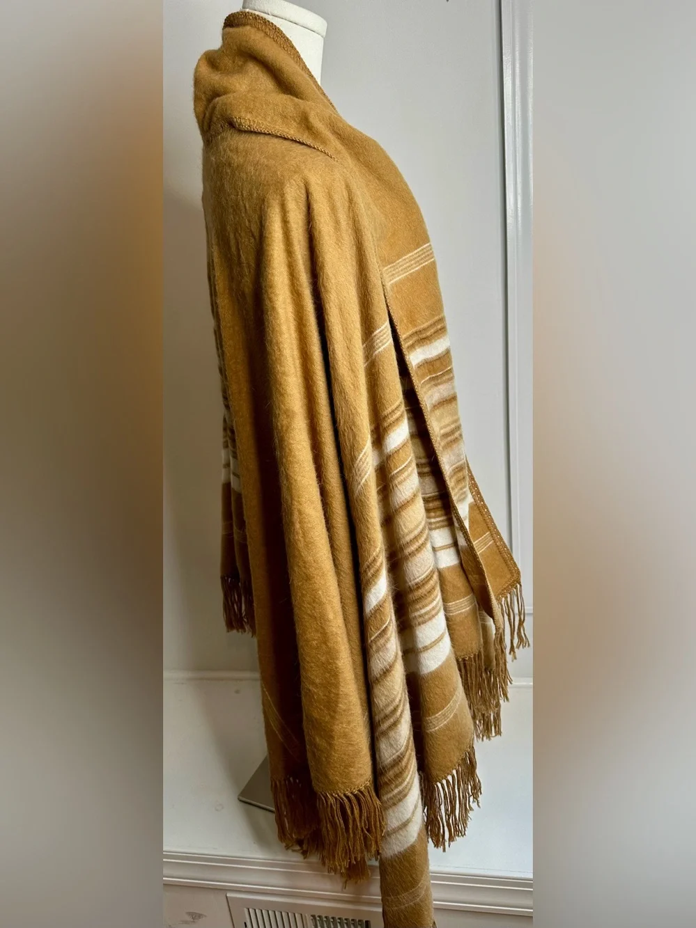 Vintage Alpaca Camargo Peru Poncho Cape + Scarf